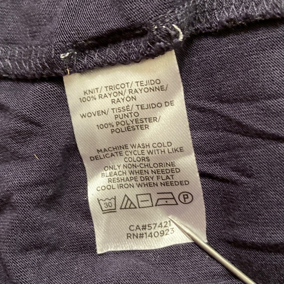 LOFT Dark Blue Blouse with Sheer Sparkly Dot Sleeve Women Size Small - Picture 10 of 11